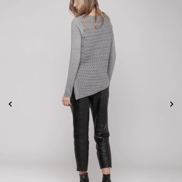 Helmut Lang Asymmetrical Open Knit Cashmere Wool Blend Sweater Top Size Medium - Picture 5 of 10